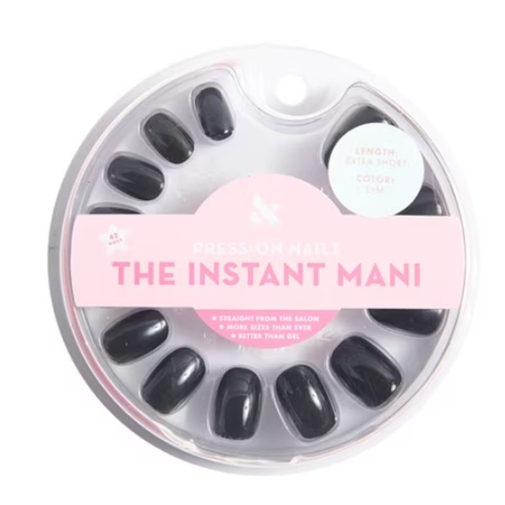Olive & June Press‑On Nails – E + M (Classic Black) – Extra Short-Round